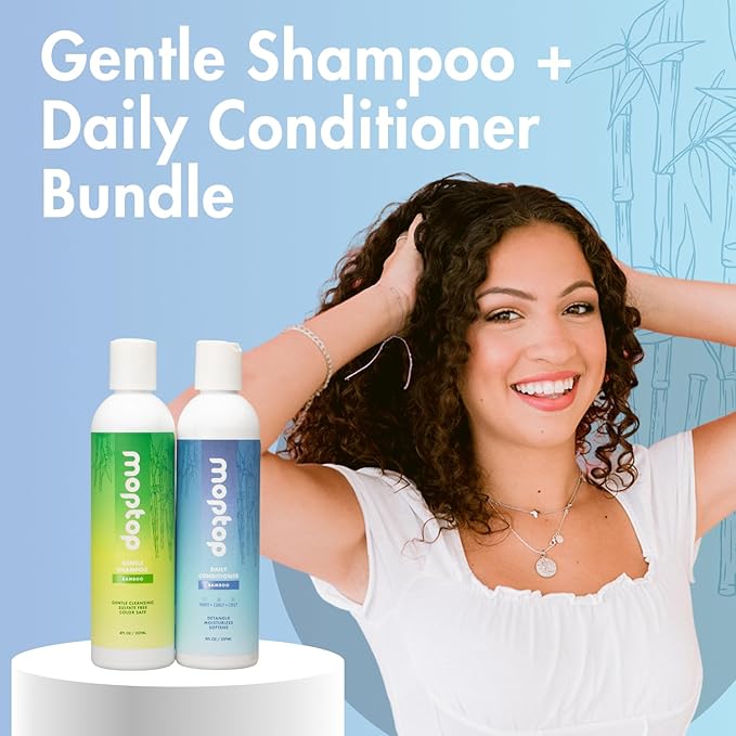 MopTop Sulfate Free Shampoo and Conditioner – Curly Hair Natural Shampoo and Conditioner Helps Restore Dry Damaged Hair & Reduce Frizz, Paraben Free Natural Hair Products for All Hair Types (2pk)
