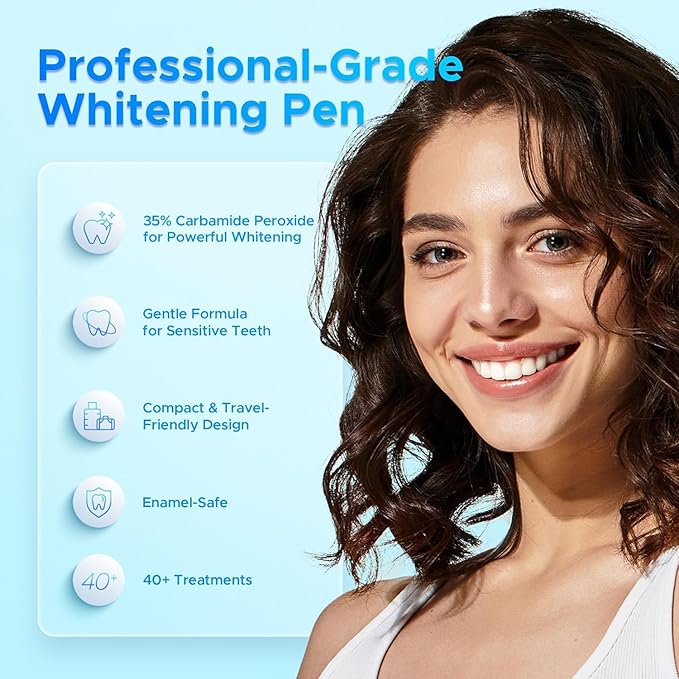 Luelli Teeth Whitening Pen, 50+ Uses - Travel Size Professional Tooth Whitener Gel, Extra Strength Organic Teeth Bleaching Gel for Sensitive Teeth, Instant Stain Removal, Simply White Smile, 4 Count