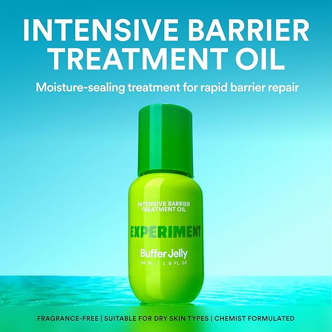 Experiment Buffer Jelly Intensive Barrier Treatment Oil - Ceramide, Squalane, & Panthenol - Hydrating, Soothing, & Strengthening, 1.0 FL OZ - Squalane Oil for Face, Vegan Formula for Dry Skin Types