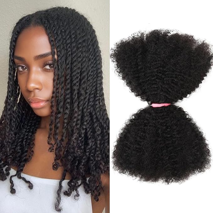 Teresa Springy Afro Twist Human Hair for Braids and Dreadlocks, Natural and Soft pre Fluffed Spring Twist Hair Can be Dyed and Bleached (20 Inch, 50g/Pack)