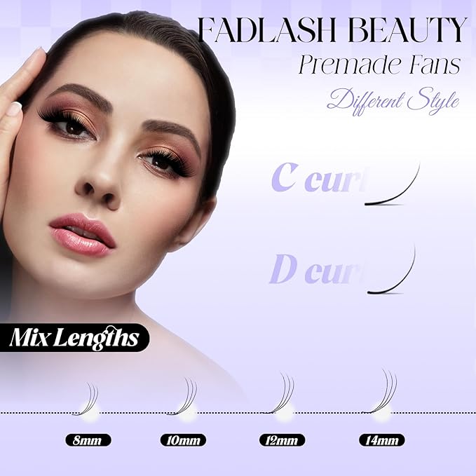 Premade Fans Eyelash Extensions 0.07D Curl Individual Lashes 12D Premade Easy Fan Lashes Soft Lash Extensions 12mm for Professional Salon Use(0.07D-12mm)