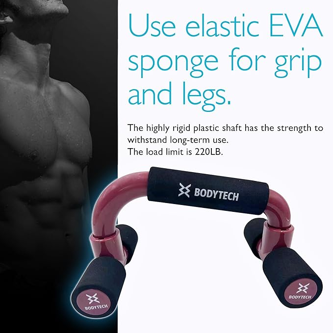 BODYTECH Push up Bars Strength Training with Foam 220 lbs.