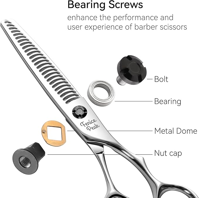 Fenice Peak CNC Professional Hair Thinning Scissors 6.0 Inch Sharp Barber Shears Made of VG10 Japanese Stainless Steel with Adjustment Screw for Salon Hairdressing and Home User