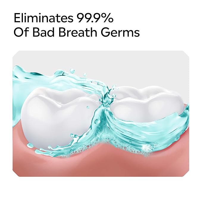 Listerine Cool Mint Alcohol-Free Mild Mouthwash, Oral Rinse Kills 99.9% of Germs That Cause Bad Breath, Less Intense Taste, Mild Mint Flavor, 1.5 L