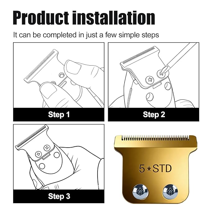 Replacement Blades for Wahl Detailer, 5 Star Hero, Razor Edger, and G Whiz trimmers,Gold 1 Pack