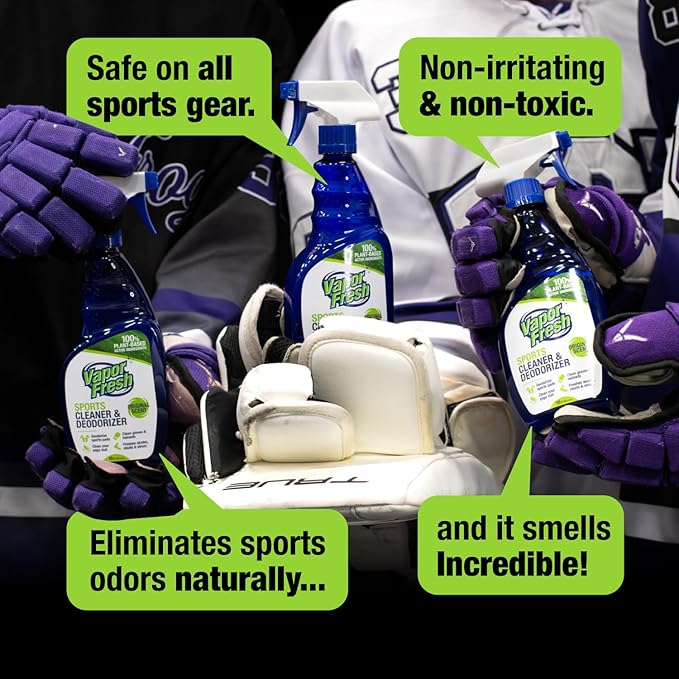 Vapor Fresh Sports Cleaner and Deodorizer - For Boxing Gloves, Sports Pads, Helmets, Gym Bags, Gym Equipment and More - Naturally Powered By Plants, 16 Fl Oz (12-Pack)