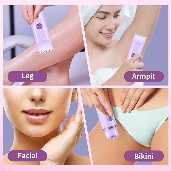 Electric Shaver for Women, 2 in 1 Bikini Trimmer for Women, Rechargeable Electric Razors, IPX7 Waterproof Wet/Dry Body Hair Trimmer for Underarm Leg Arm Body