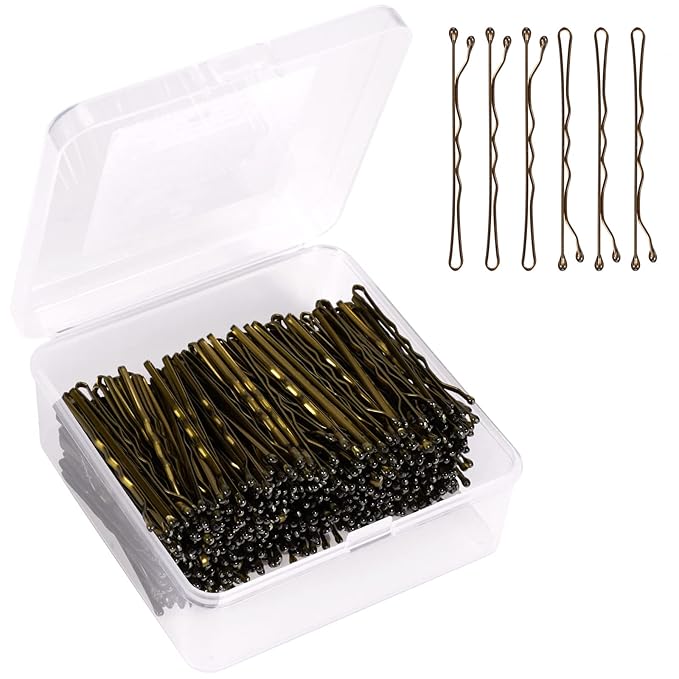 2" Bobby Pins in case - 400 Pcs Gold Hair Pins Clips Bulk for Women - Mini Strong Hold Bun Pins for All Hairstyle (Thin/Thick/Curly/Straight) - Hair Accessories for Styling, Updos, Daily Use