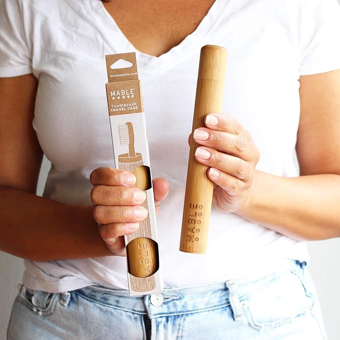 MABLE Toothbrush Travel Case | Bamboo Toothbrush Holder For Travelling and Camping | Adult Size | Natural Product