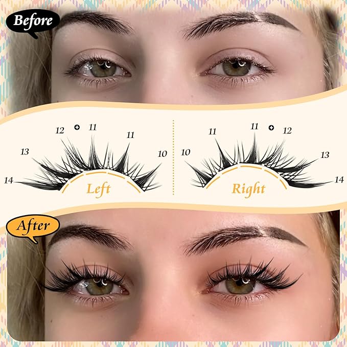 Lash Clusters Fox Eye Cluster Eyelash Extensions Manga Eyelash Clusters Fairy Lash Extension 180Pcs Spiky Individual Lashes 10-14mm Natural Cat Eye Lashes Clusters Anime Eyelash Cluster