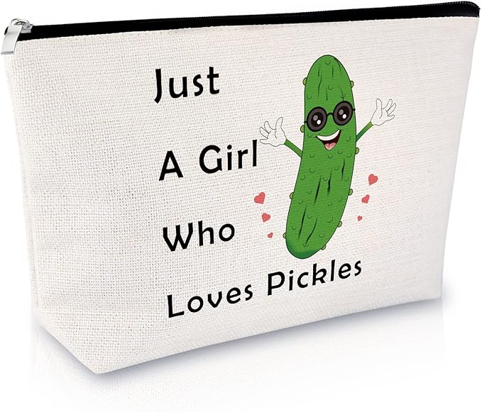 Sfodiary Pickle Gifts Pickle Lover Gifts for Women Makeup Bag Vegetables Lover Presents Cosmetic Bag Friendship Birthday Christmas for Best Friend Daughter Mom Sister Zipper Travel Pouch