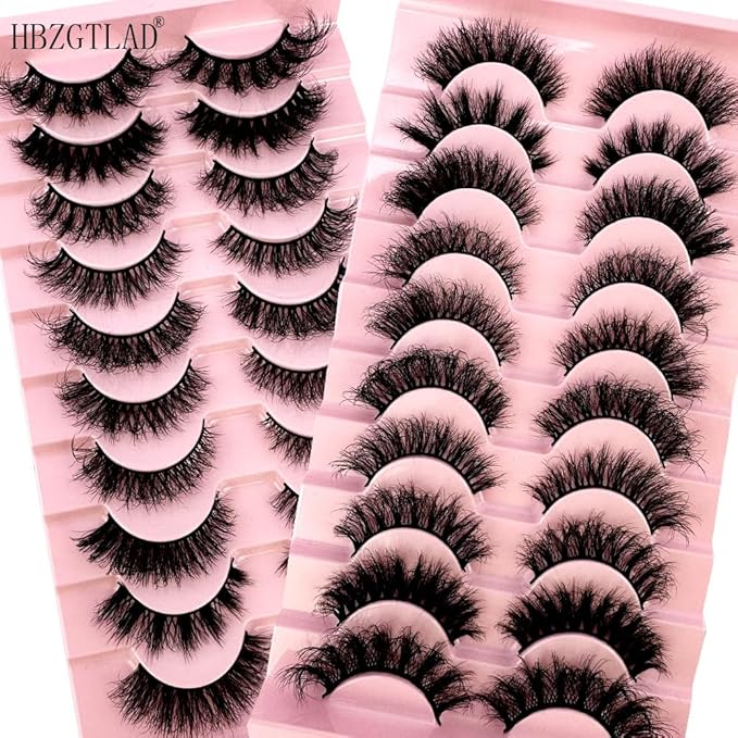 HBZGTLAD Soft Mink Eyelashes 3D Curl Winged End Eye Elongated Fake Lashes Thick Handmade Natural False Eyelash Messy Cross Lash Wholesale (G1003#)