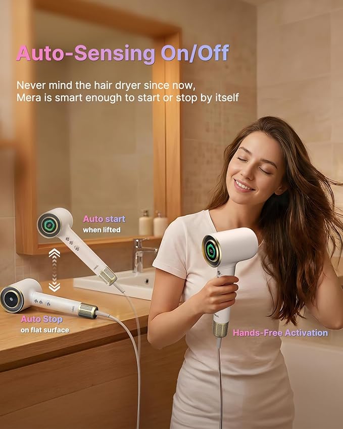 Professional Bi-Ionic Aromatic Hair Dryer & Hand Dryer- mera Ultra - Fast Drying Salon Results Blowdryer w/Magnetic Diffuser & Aromatherapy Nozzle, Safe Mode, cUL Certified, Lightweight for Travel
