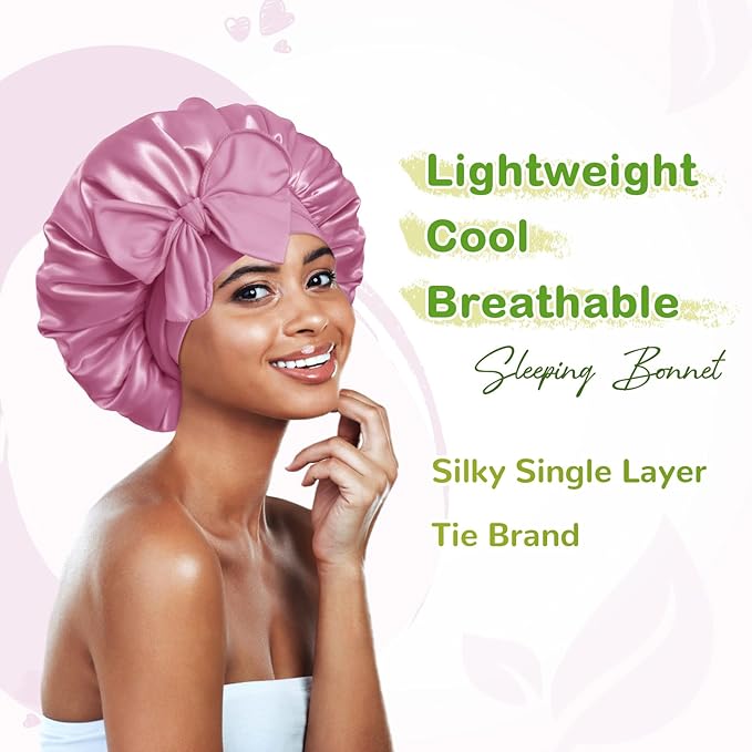 Bonnet Queen Silk Bonnet Satin Bonnet with Tie Band Hair Bonnet for Sleeping Night Sleep Hat for Women