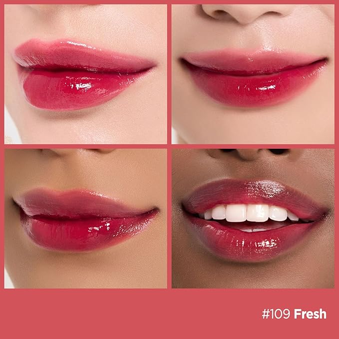 Laka Fruity Glam Tint, 4.5g/0.15oz, Glowing Lip Stain with Wide Color Spectrum, Hydrating & Lightweight Texture, Buildable Color, Non-Sticky, Vegan, K-Beauty (#109 Fresh)