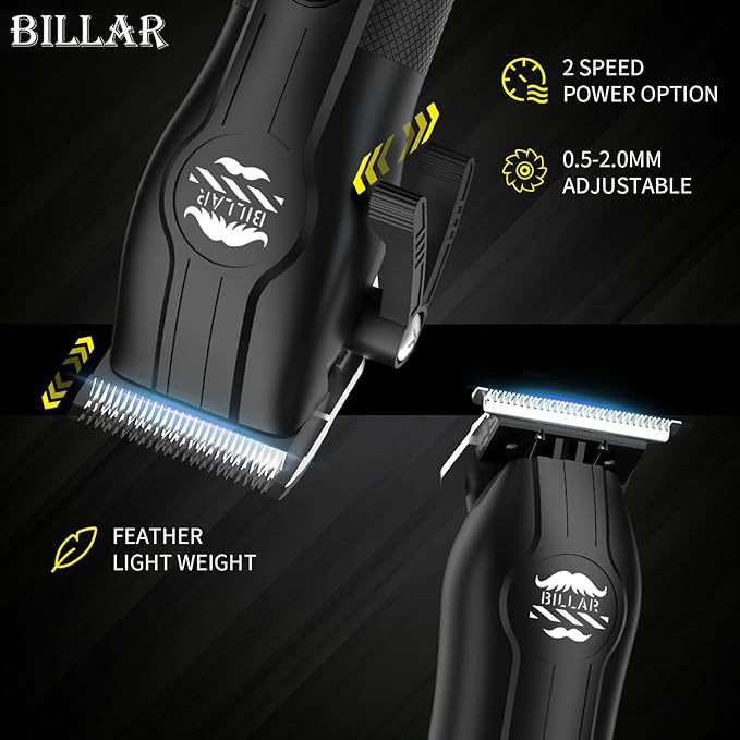 BILLAR® Professional Barber Clippers and Trimmer Set - Foil Shaver Professional Hair Clippers for Men, Mens Cordless Hair Clipper for Barbers Haircut Kit（Black）