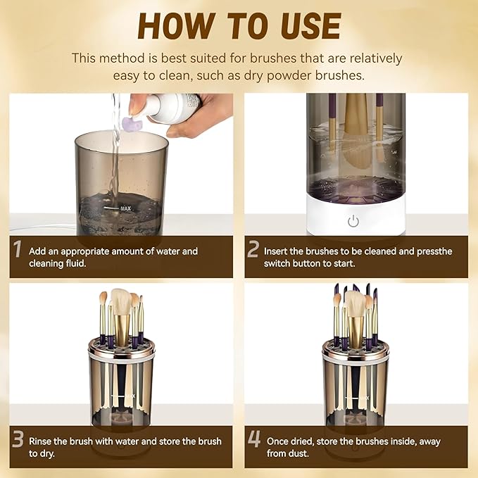 Electric Makeup Brush Cleaner - Portable Compact Design for Travel Home Use - Professional Makeup Brush Cleaning Machine - Automatic Makeup Brush Cleaner