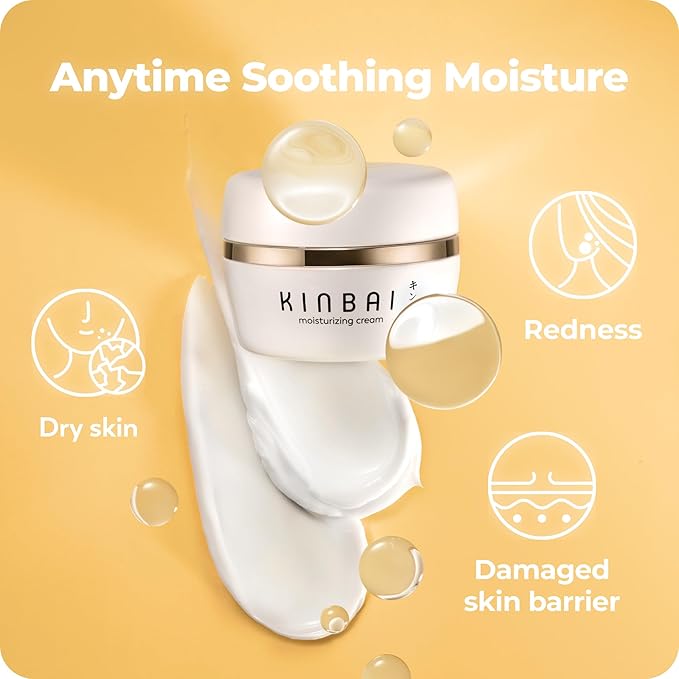 Kinbai Face Cream Moisturizer for Women, Facial Lotion for Dry Skin, Hydrating Face Moisturizer, Moisturizing Collagen Peptide Cream, Japanese Skin Care, Made in Japan, 1.7 Fl.Oz, Fragrance Free.