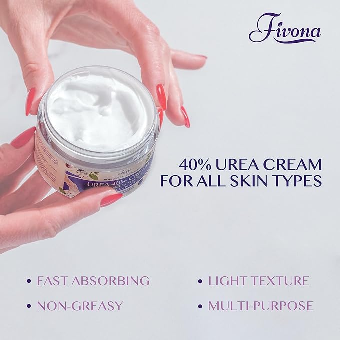 FIVONA 40% Urea Foot Cream for Dry Cracked Heels - Extra Strength Callus Softening Cream with 2% Salicylic Acid, Tea Tree & Lavender, 100g (3.5 oz)