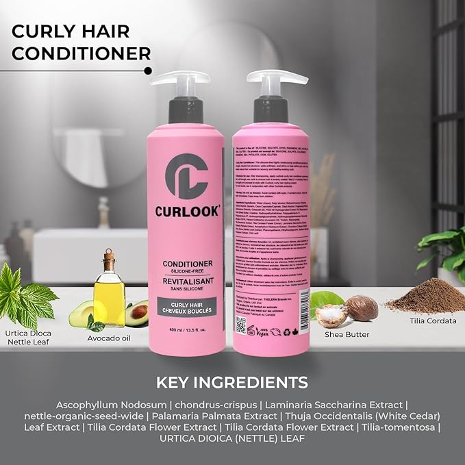 CURLOOK Curly Hair Conditioner | Silicone-Free - 400ml (13.5 oz) | Highly Moisturizing, Strengthens Hair | Made in Canada Curly Hair Products