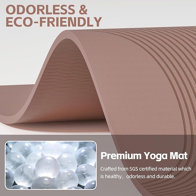 Large Yoga Mat, 72" x 36" x 2/5"（10MM） Thick Non-Slip Exercise Mat, SGS-Certified POE Material, Ideal for Home Gym, Yoga, Pilates, Fitness Workouts & Floor Mat