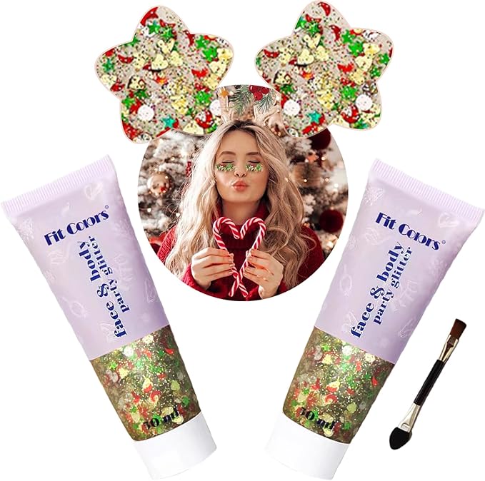 Body Glitter Face Glitter Gel: Singer Concerts Disco Festival Rave Accessories Face Glitter Makeup Chunky Sequins Mermaid Face Body Hair Glitter Gel
