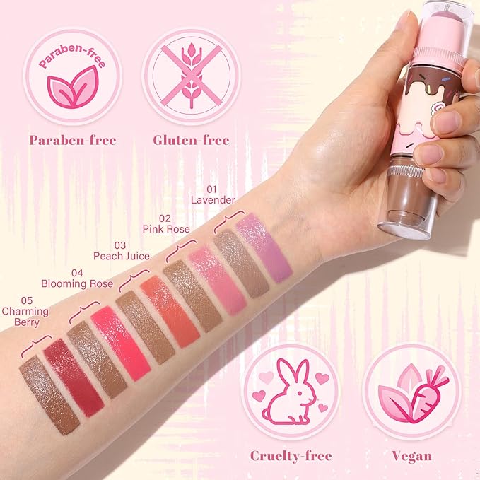 UCANBE Skin Breath Blush & Bronzer Multiuse Stick, 2-in-1 Creamy Face Cheeks Contour Makeup Stick for Natural Radiant Finish Look, Vegan & Cruelty-Free, Travel-Friendly (05 Charming Berry)