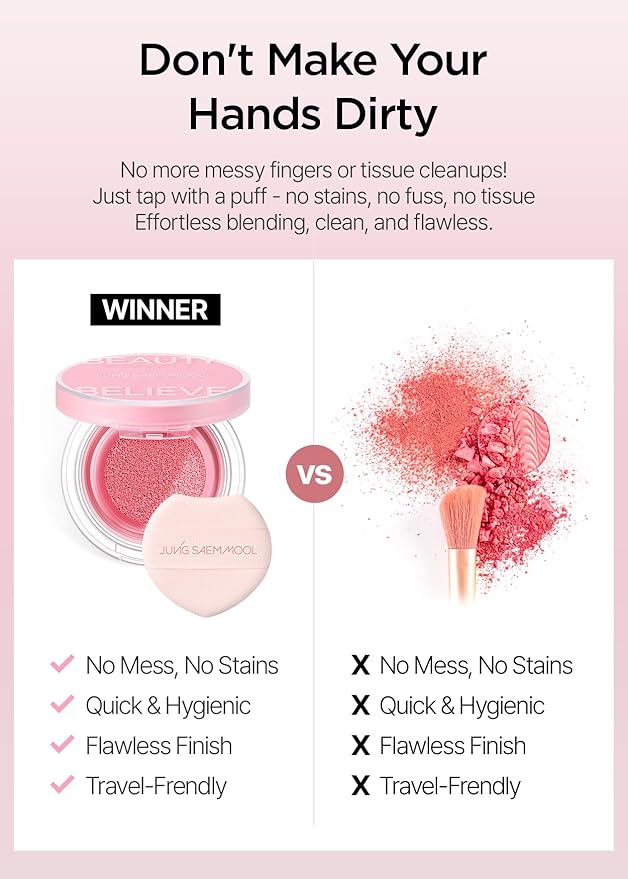 JUNG SAEM MOOL Artist Cushion Blush Blur | Matte & Soft Finish, Korean Liquid Blush for cheeks, Easy to Blend with Puff (Rosy Petal)