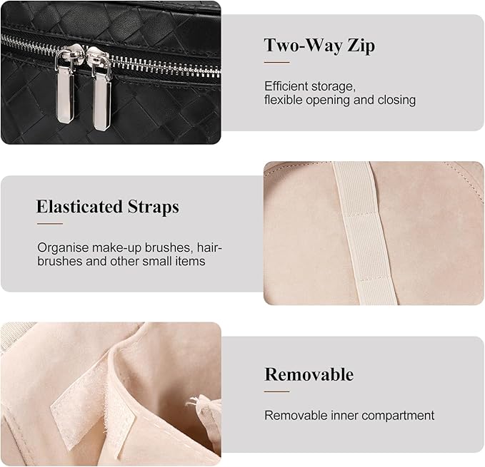 honitty Makeup Bag, Travel Make up Case with Compartments and Handle, Portable Cosmetic Organizer Bags,Toiletry Bag for Women