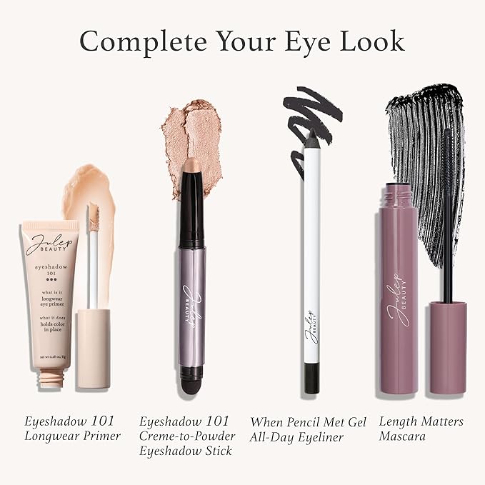 Julep Eyeshadow 101 Crème-to-Powder Waterproof Eyeshadow Stick Duo – Long-Lasting, Crease-Proof, Easy Apply with Built-in Smudger - Champagne Shimmer and Pearl Shimmer