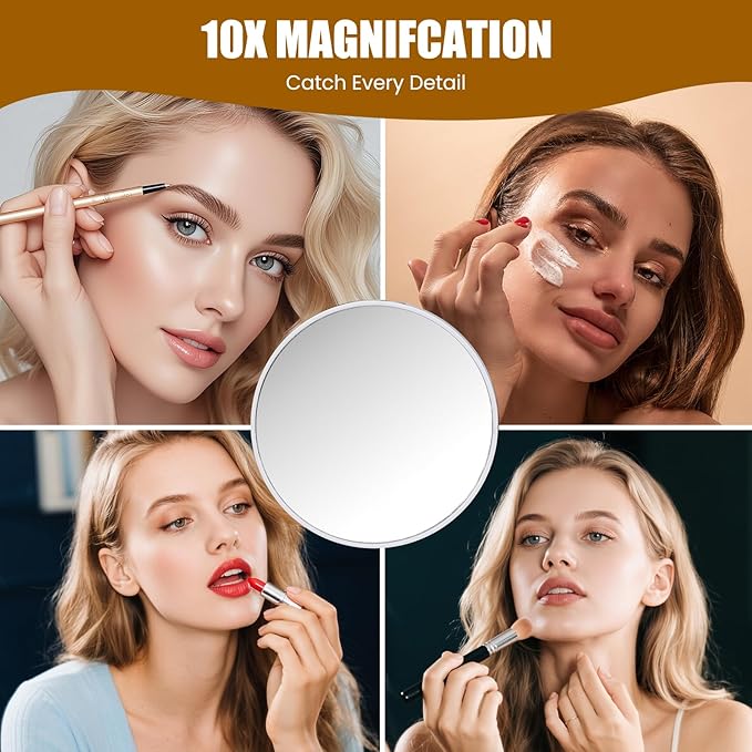 Vanity Mirror with Lights, 12.2"×15" Large LED Makeup Mirror with Light, HD Mirror, Smart Touch with 3-Color Lighting, Dimmable, 360° Rotation, Lighted Up for Vanity Desk Tabletop, Bedroom (Gold)