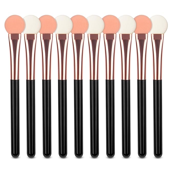 Uorpoto Eyeshadow Applicators Double Sided Sponge Makeup Brushes Reusable 10Pcs Round Foam Eye Shadow Applicator Sticks Brush Set Washable