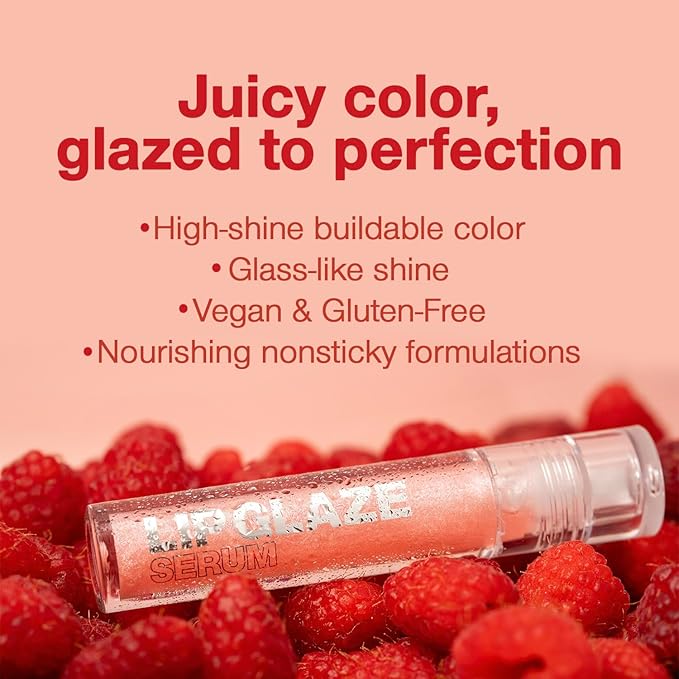 Palladio Lip Glaze Serum, Hydrating Lip Gloss with Peptides & Hyaluronic Acid for Plump, Smooth, and Nourished Lips – Vegan, High-Shine, Non-Sticky Finish (Bellini Fizz)