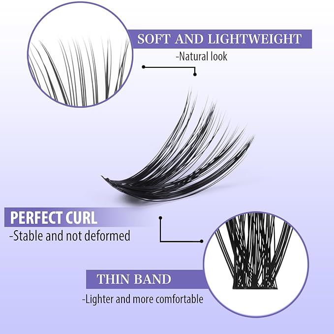 DIY Lash Clusters Kit Pre Mapped 30-100D Volume Eyelash Extension Kit 8-16mm Thick Individual Lashes 530 pcs with Lash Bond and Seal, Lash Tweezers, Super Thin Band Eyelashes