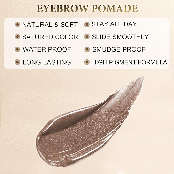 LAVONE Eyebrow Stamp Pencil Kit - Trio Makeup Brow Stamp Kit with Waterproof Eyebrow Pencil, Eyeliner, Pomade, Dual-ended Brush - Ash Brown