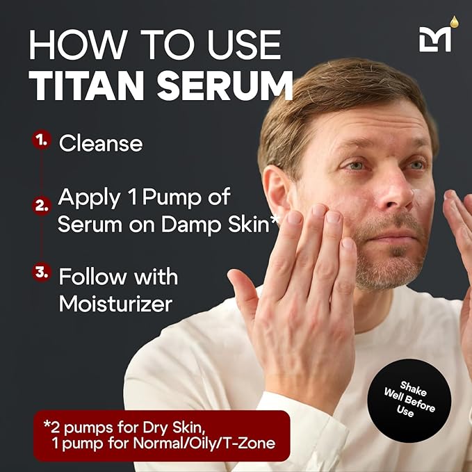 Man Labs Titan Anti-Aging Face Serum for Men – Reduces Appearance of Fine Lines, Dark Spots & Wrinkles – Hydrates Dry and Rough Skin – 5% Niacinamide, Vitamin C, Hyaluronic Acid – Unscented, 1 Fl Oz