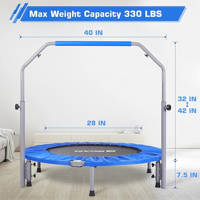 BCAN 40/48" Foldable Mini Trampoline Max Load 330lbs/440lbs