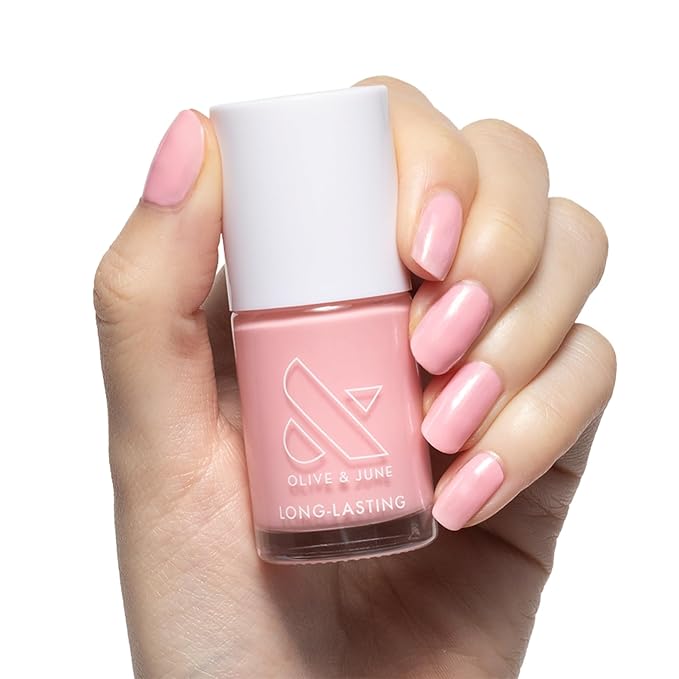 Olive & June Long Lasting Nail Polish | Valentine's Day | Plump, Gel-Like Finish | No Lamp Needed Lasts up to 10 days | Salon-Quality Vegan & Cruelty-Free Chip-Resistant | Saltwater Taffy | Sheer Pink
