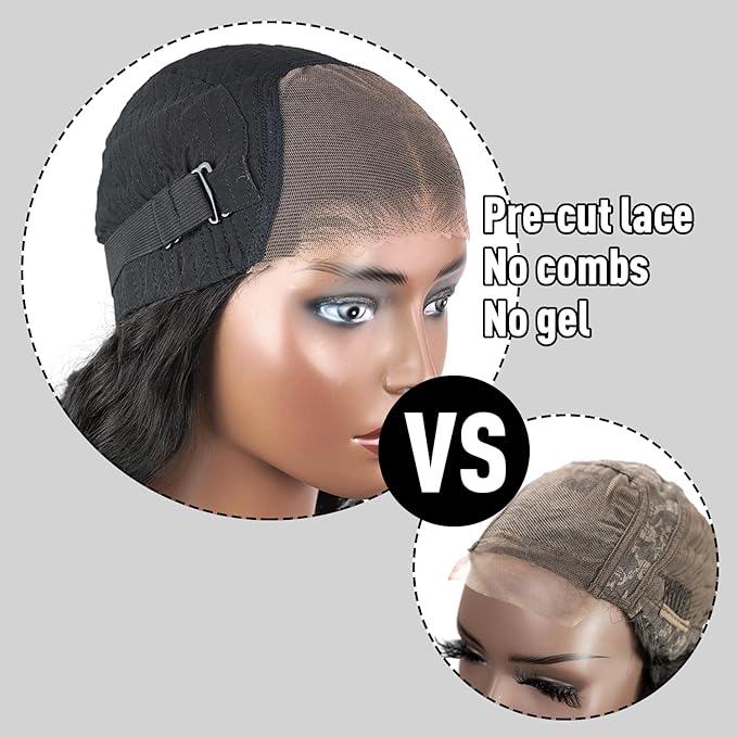 Wear and Go Glueless Wig Human Hair Upgraded Body Wave, 6x4 Glueless Wigs Pre-Plucked Pre-Cut HD Lace Ready to Wear, 180% Density No Glue Lace Front Closure Wigs for Women 26 inch