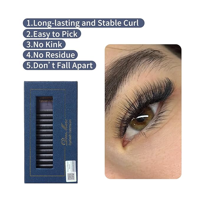 DeceMars 5D U Shaped Eyelash Extensions Easy Fan Russian Volume Crisscross Eyelashes W Lashes Natural Soft Handwoven False Eye Lashes Mesh Wispy Clusters (Matte Black-0.07mm-C, 8-14mm Mix)