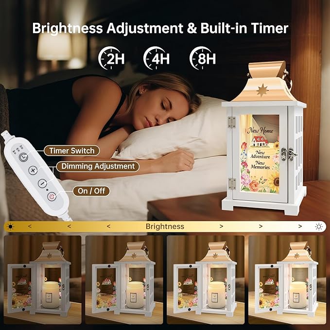 House Warming Gifts New Home Decor – Housewarming Gifts for Women, Men, Couple, New Homeowner - First Apartment Essentials, Candle Warmer Lamp Lantern with Timer
