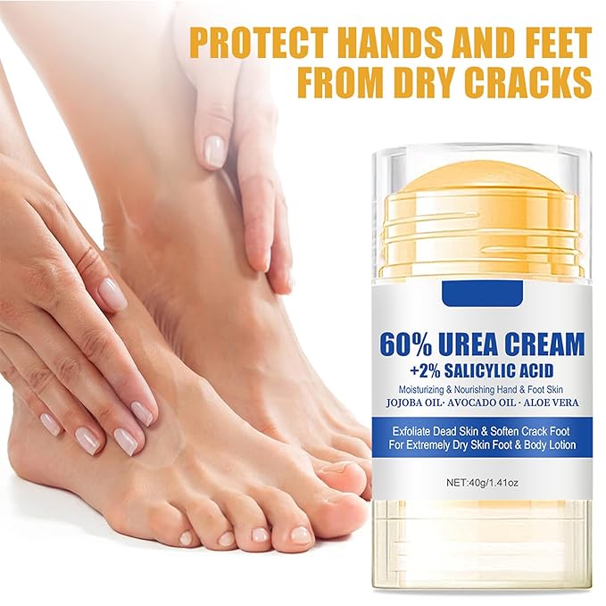 2pcs Urea Cream Stick 60% plus Salicylic Acid 2%, Maximum Strength Urea Foot Cream for Dry Cracked Heels, Feet Callus Remover, Hands Knees Exfoliating Dead Skin, Softening Skin Moisturizer Lotion