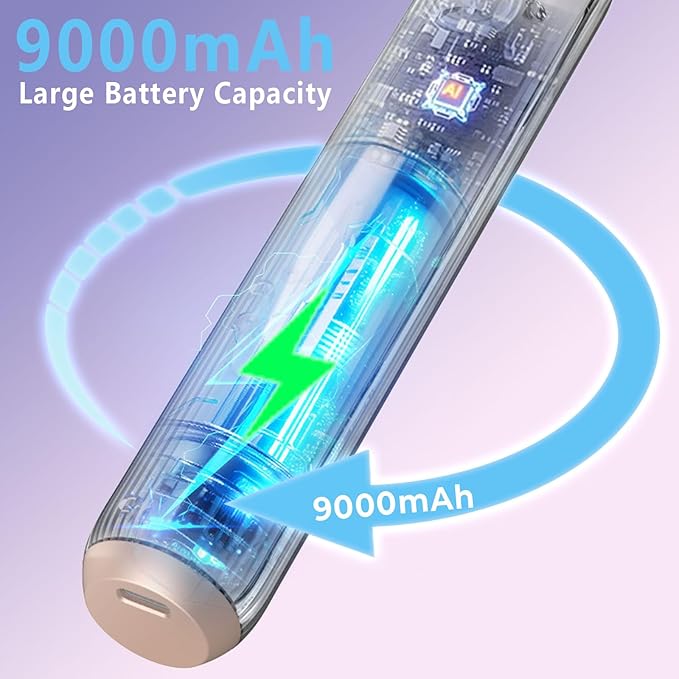 Cordless Curling Iron Rechargeable,USB Rechargeable 9000 mAh Cordless Hair Curler,4 Temp Setting Travel Battery Powered Curling Iron,2 in 1 Portable Hair Straightener and Curler