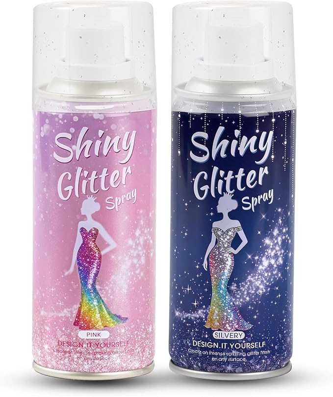 Hair and Body Glitter Spray,Long Lasting Quick-Drying Shimmer Mist for Music Festival Revelry, Nightclub Parties and Balls,Hairspray for Clothes, Face Glitter Spray 4.22 Fl Oz (Silver and Pink)