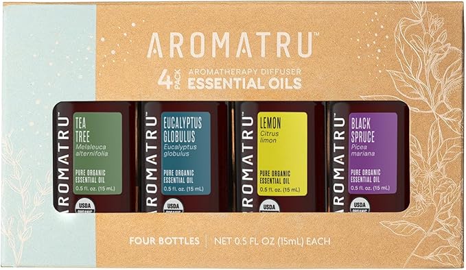 Purify Essential Oil Kit – Tea Tree, Eucalyptus Globulus, Lemon, and Black Spruce – Organic & Wildcrafted – ISO Certified – No Synthetic Fillers – Ethically Sourced