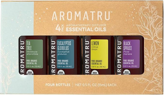 Purify Essential Oil Kit – Tea Tree, Eucalyptus Globulus, Lemon, and Black Spruce – Organic & Wildcrafted – ISO Certified – No Synthetic Fillers – Ethically Sourced