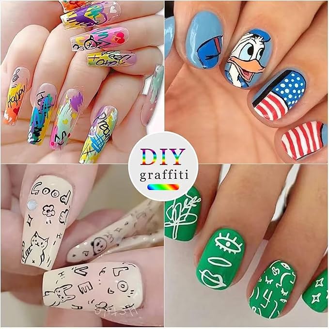 Nail Art Pens 12 Colors Nail Art Pens Set, Nail Art Markers Fine Tip Nail Polish Pens Drawing Painting Pen for Home Salon, Quickly Dry Nail Art Nail Markers DIY Decoration for Women Girls