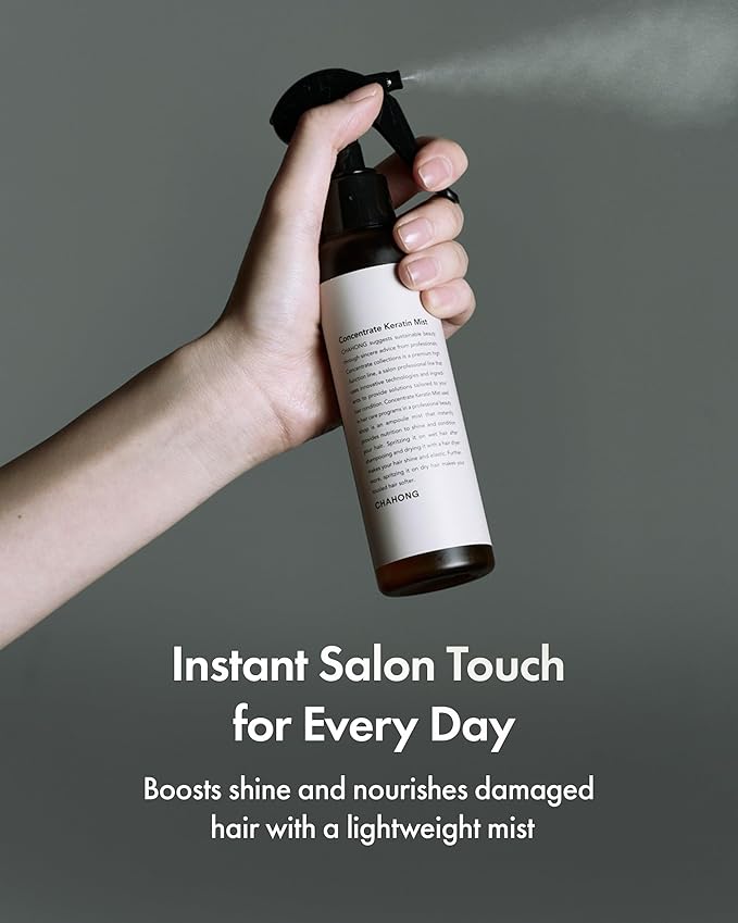 CHAHONG Keratin Hair Repair Mist for Dry Damaged Hair, Professional Salon Keratin Leave-in Spray, Lightweight, Non-Greasy, Adds Shine & Elasticity, Heat & Humidity Defense, Easy to Wash 150ml / 5 oz