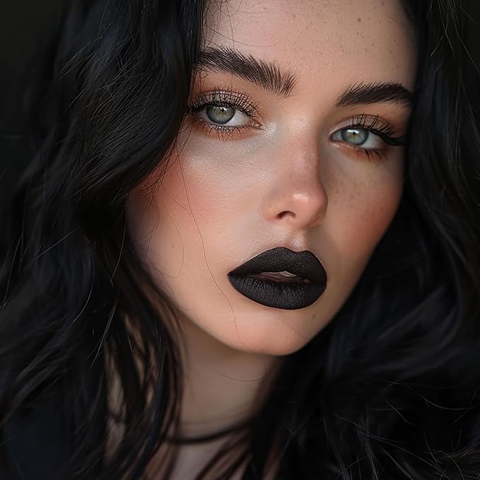 Depuplum Black Lipstick Matte for Women, Long Lasting Lipstick Smudge Proof No Transfer Goth Liquid Lipsticks, Cruelty Free Lip Makeup (DM23 Black Storm)