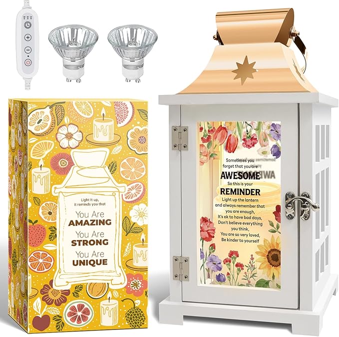 Inspirational Gift Ideas - Thank You Gifts for Women Men Friends - Appreciation Gifts for Coworker - Motivational Quote Candle Warmer Lamp Lantern with Timer